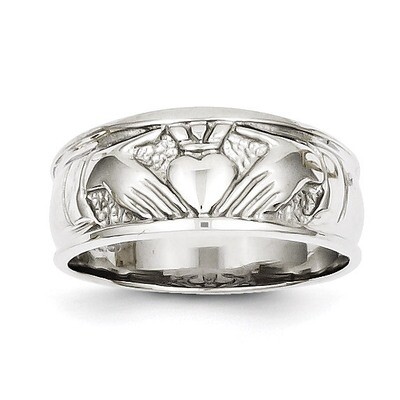 Ladies Polished Claddagh Ring 14k White Gold K5119, MPN: K5119, 637218136773