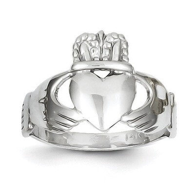 Ladies Claddagh Ring 14k White Gold D3111, MPN: D3111, 637218136766