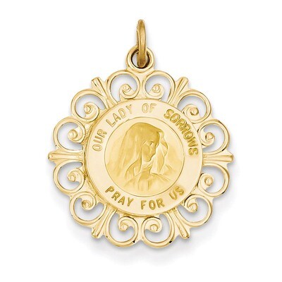 Our Lady of Sorrows Medal Pendant 14k Gold D3760, MPN: D3760, 883957394220