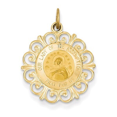 Our Lady Of The Assumption Medal Pendant 14k Gold XR641, MPN: XR641, 191101544491