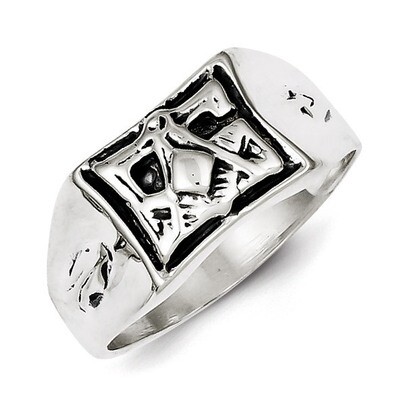 Masonic Ring Antiqued Sterling Silver QR1240, MPN: QR1240, 883957179322