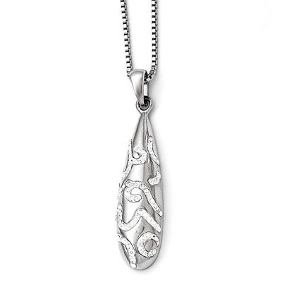 Polished Crystal Pendant Necklace - Stainless Steel SRN1774-18 by Chisel, MPN: SRN1774-18, 19110146…
