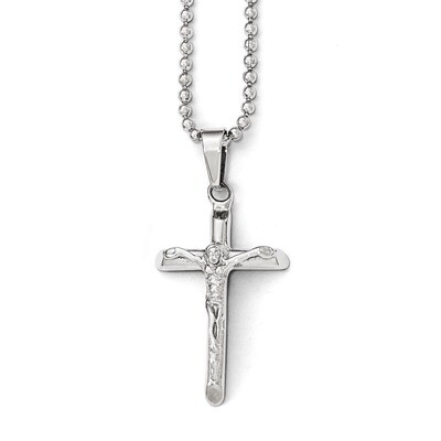 Polished Cross with Jesus Necklace - Stainless Steel SRN1813-20 by Chisel, MPN: SRN1813-20, 8867746…