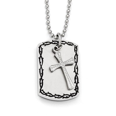 Brushed, Polished and Antiqued 2 Piece Necklace - Stainless Steel SRN1810-22 by Chisel, MPN: SRN181…