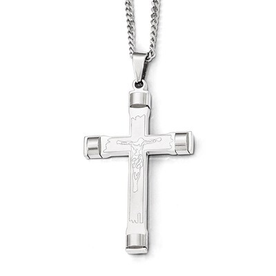 Brushed and Polished Cross Necklace - Stainless Steel SRN1814-22 by Chisel, MPN: SRN1814-22, 886774…