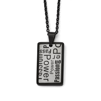 Polished and Brushed Black IP-plated Necklace - Stainless Steel SRN1819-22 by Chisel, MPN: SRN1819-…