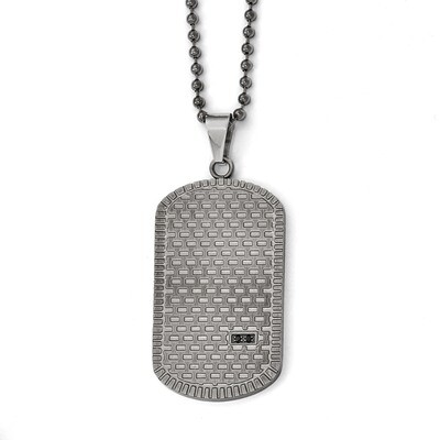 Antiqued Polished and Brushed Synthetic Diamond Necklace - Stainless Steel SRN1822-22 by Chisel, MP…