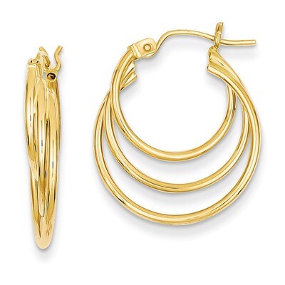 Triple Hoop Earrings 14k Gold Z1150, MPN: Z1150, 191101635670