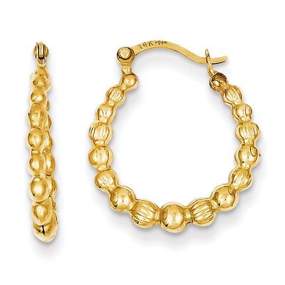Beaded Hoop Earrings 14k Gold TL757, MPN: TL757, 886774960845