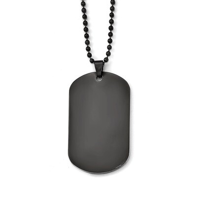 Polished Black IP Dog Tag Necklace - Stainless Steel SRN1924-20 by Chisel, MPN: SRN1924-20, 1911014…