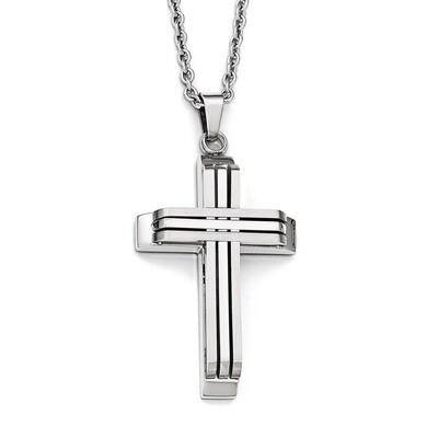 Brushed and Polished Cross Necklace - Stainless Steel SRN1841-22 by Chisel, MPN: SRN1841-22, 191101…
