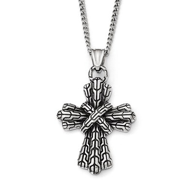Antique Cross Necklace - Stainless Steel SRN1927-24 by Chisel, MPN: SRN1927-24, 191101471988