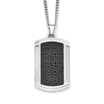 Brushed and Polished Black IP-plated Dogtag Necklace - Stainless Steel SRN1959-24 by Chisel, MPN: S…