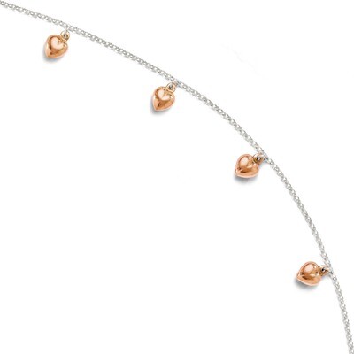 Leslie&#39;s Rose-tone 18k Gold Flash Plated Anklet Adj. 9 to 10 Inch - Sterling Silver HB-FA34, MPN: F…