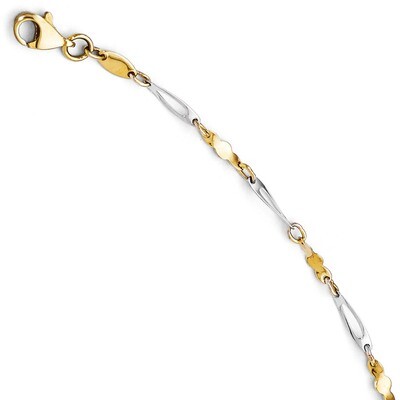 Leslie&#39;s Polished Fancy Link Anklet - 14k Gold Two-tone HB-LF271-10, MPN: LF271-10, 191101468117