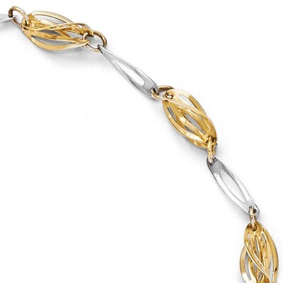 Leslie&#39;s Polished Fancy Link Anklet - 14k Gold Two-tone HB-LF272-10, MPN: LF272-10, 191101469619