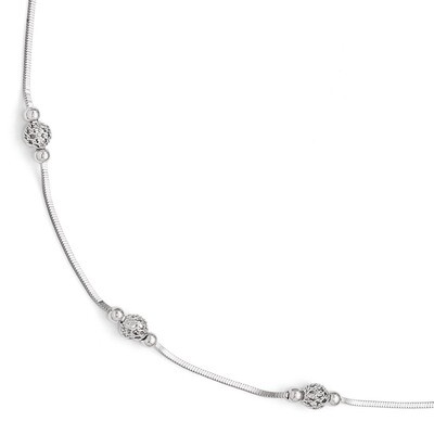 Leslie&#39;s Polished &amp; Textured Beaded Anklet with 1 Inch Extension - Sterling Silver HB-QLF336-9, MPN…