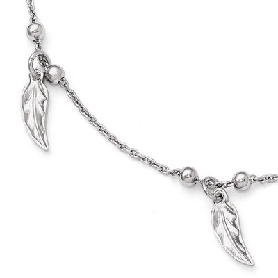 Leslie&#39;s Polished Feather Anklet with 1 Inch Extension - Sterling Silver HB-QLF360-9, MPN: QLF360-9…