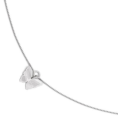 Leslie&#39;s Polished &amp; Textured Butterfly Anklet with 1 Inch Extension - Sterling Silver HB-QLF414-9, …