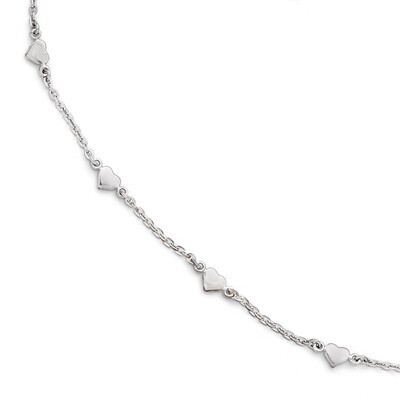 Leslie&#39;s Polished Heart Anklet 9 with 1 Inch Extensionention - Sterling Silver HB-QLF506-10, MPN: Q…