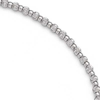 Leslie&#39;s Rhodium Diamond-cut Beaded Anklet with 1 Inch Extension. - Sterling Silver HB-QLF520-9, MP…