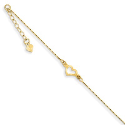 Adjustable Heart Anklet 9 Inch 14k Gold ANK156-9, MPN: ANK156-9, 886774988016