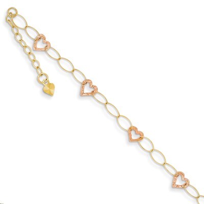 Adjustable Heart with 1 extension Anklet 9 Inch 14k Two-Tone Gold ANK171-9, MPN: ANK171-9, 88677431…