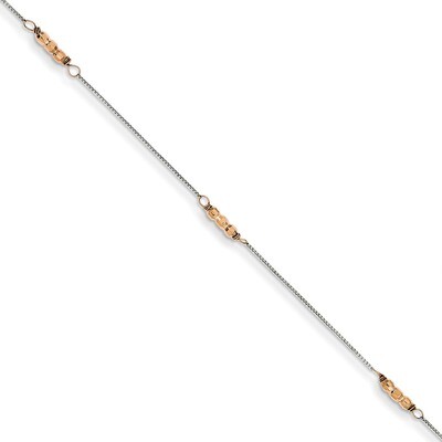 Mirror Beaded Anklet 9 Inch 14k Two-Tone Gold ANK179-9, MPN: ANK179-9, 191101093609