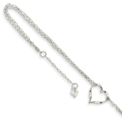 Double Strand Heart Anklet 9 Inch 14k White Gold ANK174-9, MPN: ANK174-9, 886774086637