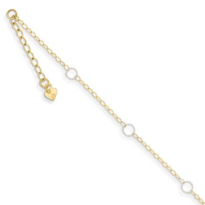 Adjustable Circle Anklet 9 Inch 14k Two-Tone Gold ANK184-9, MPN: ANK184-9, 886774086705