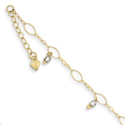 Mirror Beaded Anklet 9 Inch 14k Two-Tone Gold ANK187-9, MPN: ANK187-9, 886774086729