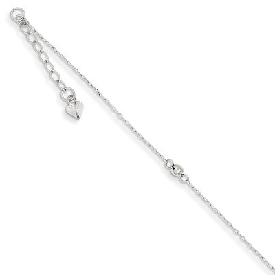 Mirror Beaded Anklet 9 Inch 14k White Gold ANK191-9, MPN: ANK191-9, 886774086767