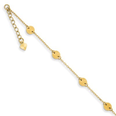 Disc Adjustable Anklet 9 Inch 14k Gold Polished ANK195-9, MPN: ANK195-9, 191101093647