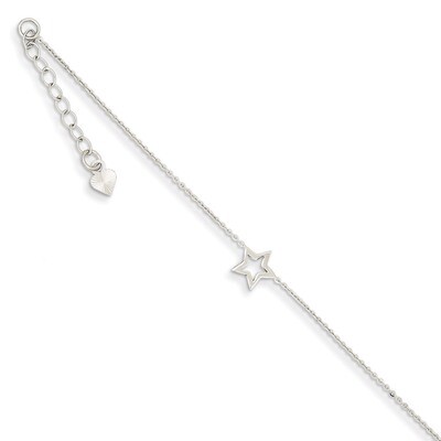 Adjustable Star Anklet 9 Inch 14k White Gold ANK200-9, MPN: ANK200-9, 886774086811