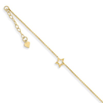 Adjustable Star Anklet with 1 extension 9 Inch 14k Gold ANK199-9, MPN: ANK199-9, 191101093654