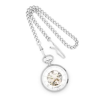 Charles Hubert Chrome-finish Off-White Ceramic Dial Pocket Watch XWA839, MPN: XWA839, 811233011066