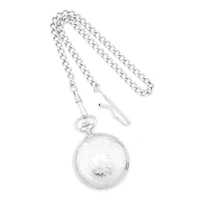 Charles Hubert Chrome-finish White Dial Three Hands Pocket Watch XWA845, MPN: XWA845, 811233011295