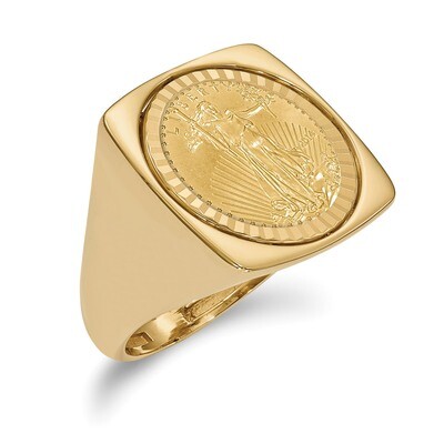 1/10AE Diamond -cut Coin Ring with coin 14k Gold CR4D/10AEC, MPN: CR4D/10AEC, 883957132204