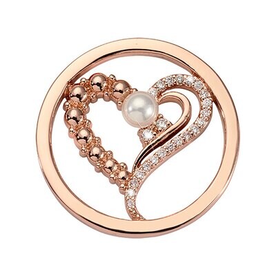 Nikki Lissoni Pearled Heart Coin Rose Gold Plated 23mm Coin C1723RGS, MPN: C1723RGS,
