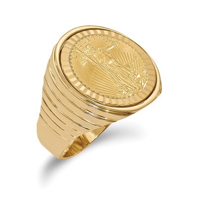 1/10AE Diamond -cut Coin Ring with coin 14k Gold CR12D/10AEC, MPN: CR12D/10AEC, 883957132082