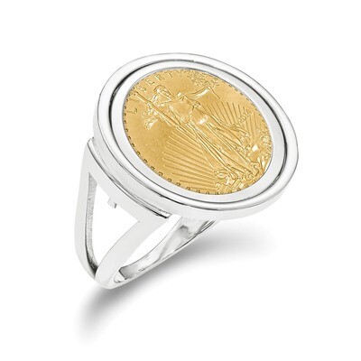 1/10AE Polished Coin Ring with coin 14k white Gold CR13W/10AEC, MPN: CR13W/10AEC, 883957132112