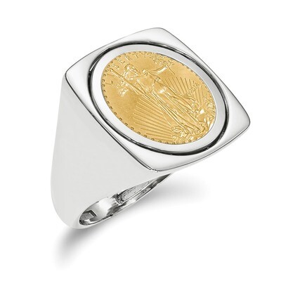 1/10AE Polished Coin Ring with coin 14k white Gold CR4W/10AEC, MPN: CR4W/10AEC, 883957132211