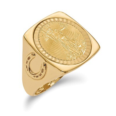 1/10AE Diamond -cut Coin Ring with coin 14k Gold CR7D/10AEC, MPN: CR7D/10AEC, 883957132259