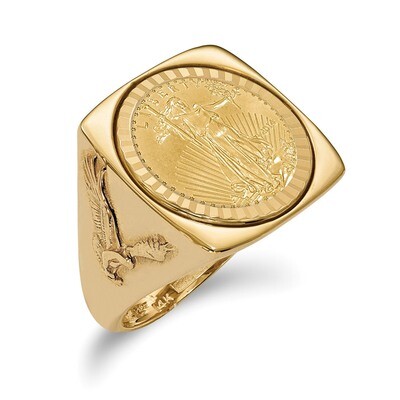 1/10AE Diamond -cut Coin Ring with coin 14k Gold CR8D/10AEC, MPN: CR8D/10AEC, 883957132273