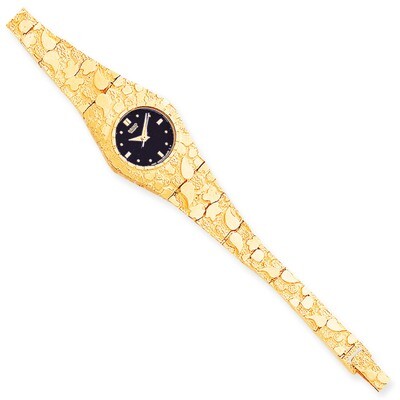 Black 22mm Dial Nugget Watch 10k Gold 10N260B-7, MPN: 10N260B-7, 886774079196