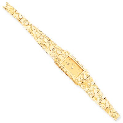 Champagne 15x31mm Dial Rectangular Face Nugget Watch 10k Gold 10N261Y-7, MPN: 10N261Y-7, 8867740792…