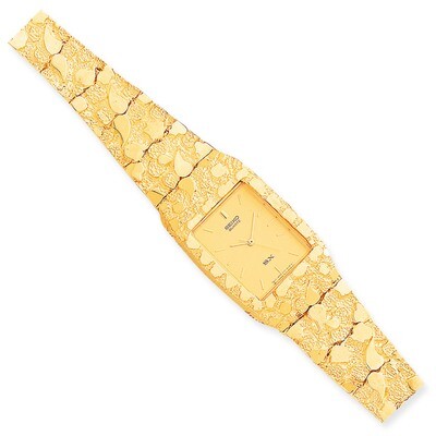 Champagne 27x47mm Dial Square Face Nugget Watch 10k Gold 10N262Y-8, MPN: 10N262Y-8, 886774079240