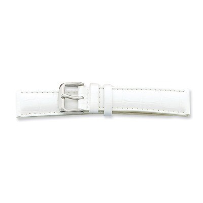 20mm White Crocodile Grain Chrono Silver-tone Buckle Watch Band BA108-20, MPN: BA108-20, 8867741405…