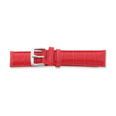 12mm Red Crocodile Grain Chrono Silver-tone Buckle Watch Band BA111-12, MPN: BA111-12, 886774140698