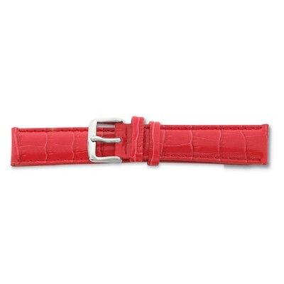 22mm Long Red Crocodile Grain Chrono Silver-tone Buckle Watch Band BA111L-22, MPN: BA111L-22, 88677…